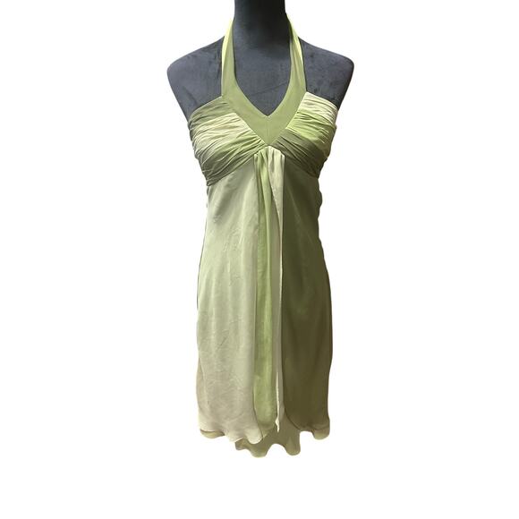 Sangria Halter Party Dress Sheer Overlay Roused Bust Y2K Fairy Whimsigoth Green - Picture 1 of 16